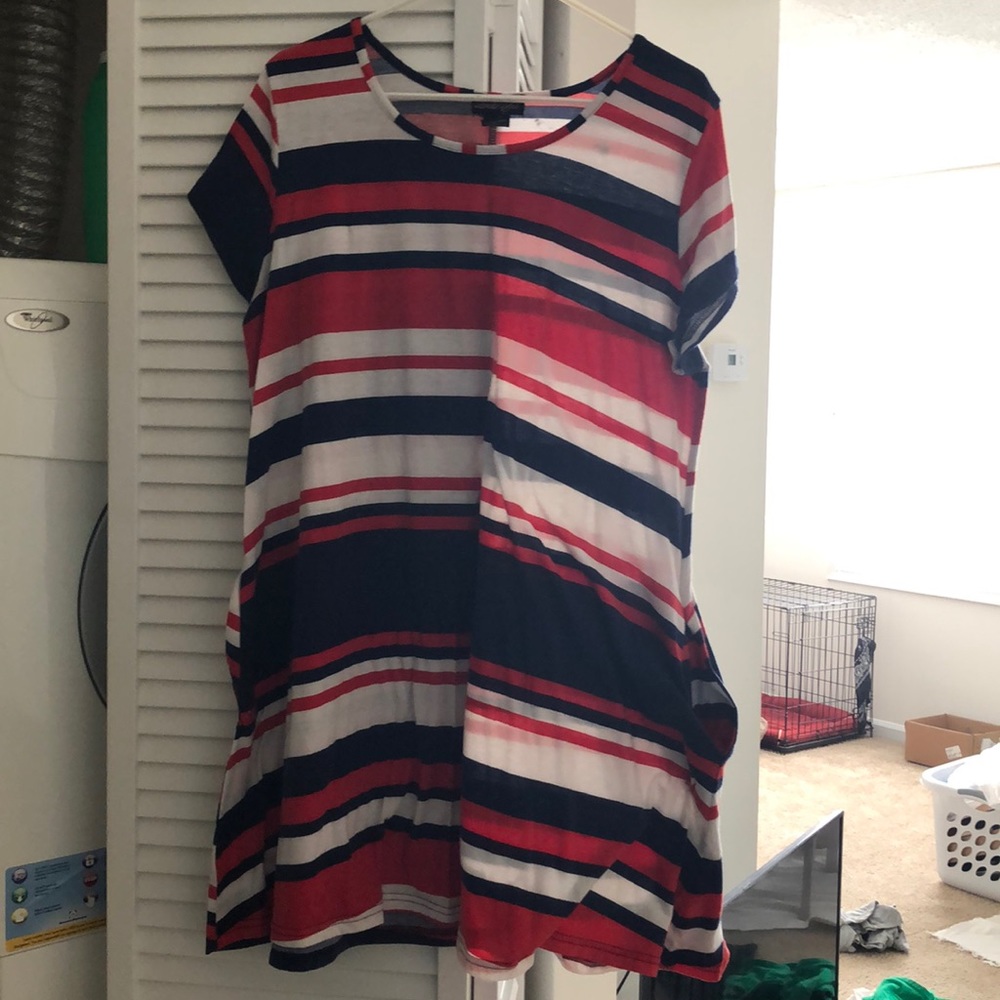 Striped casual dress with pockets